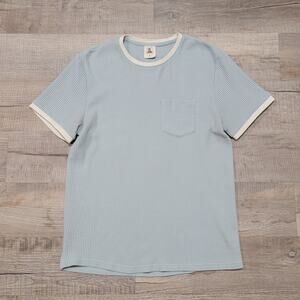 Dandy Del Mar Mens The Cannes Waffle Knit T Shirt Size Medium Pocket Tee Blue